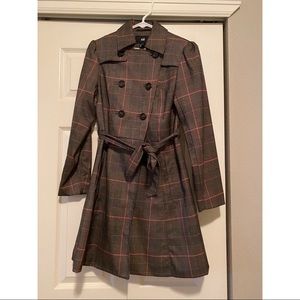 H&M long plaid coat
